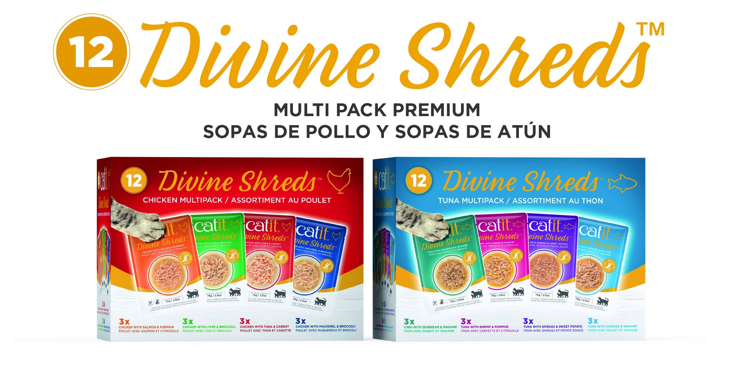 Divine Shreds Multi pack Sopas Catit para gatos
