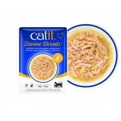 Catit Divine Shreds - Sopas de pollo para gatos - Caballa y brócoli